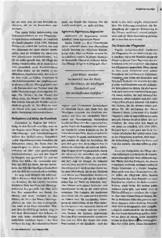 Vorschauseite 2: Vom Vergessen, vom Verlust, vom TerrorAlzheimer-Demenz im Spielfilm