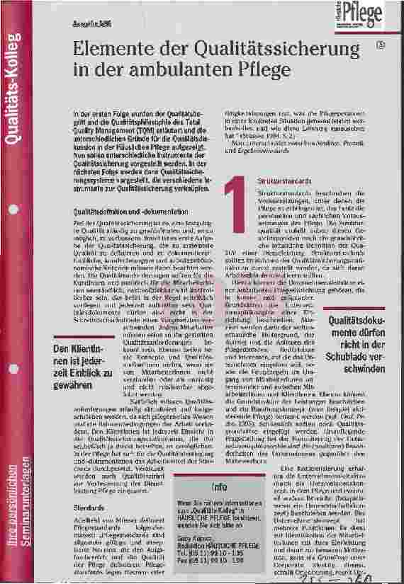 Vorschauseite 1: Elemente der Qualitätssicherung in der ambulanten Pflege