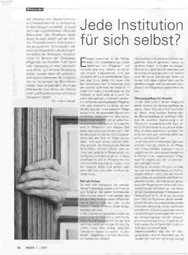 Vorschauseite 1: Jede Institution für sich selbst?
