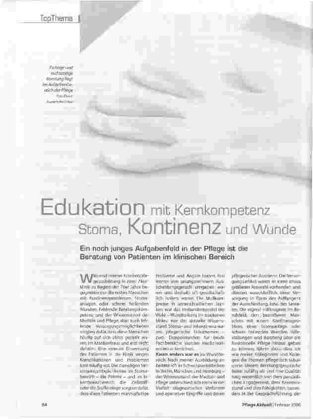 Vorschauseite 1: Edukation mit Kernkompetenz Stoma, Kontinenz und Wunde
