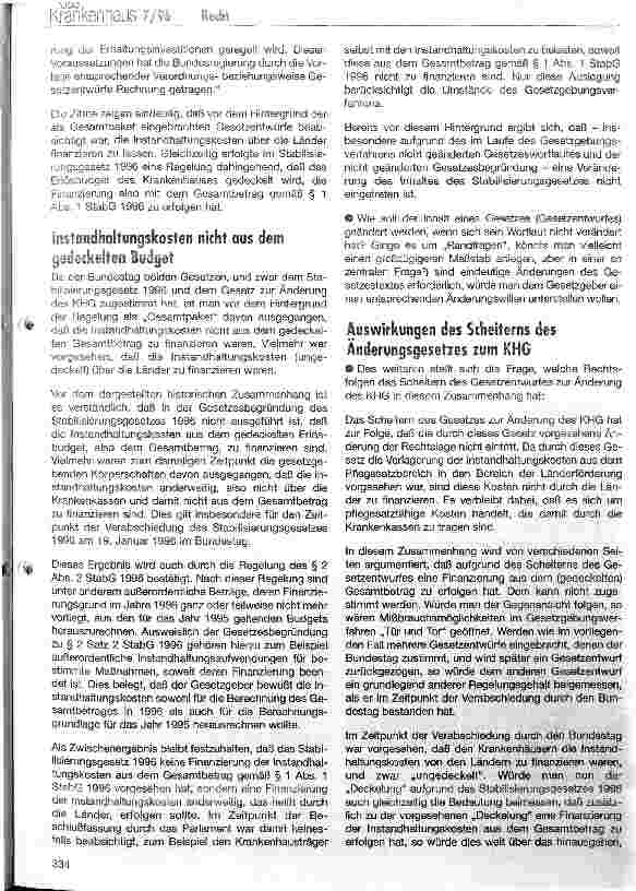 Vorschauseite 2: Die Instandhaltungskosten und das StabG 1996