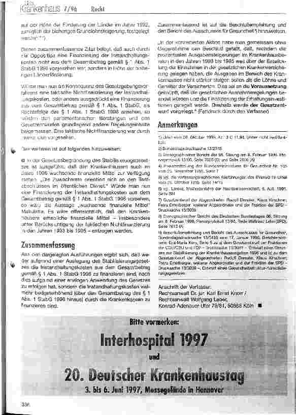 Vorschauseite 4: Die Instandhaltungskosten und das StabG 1996
