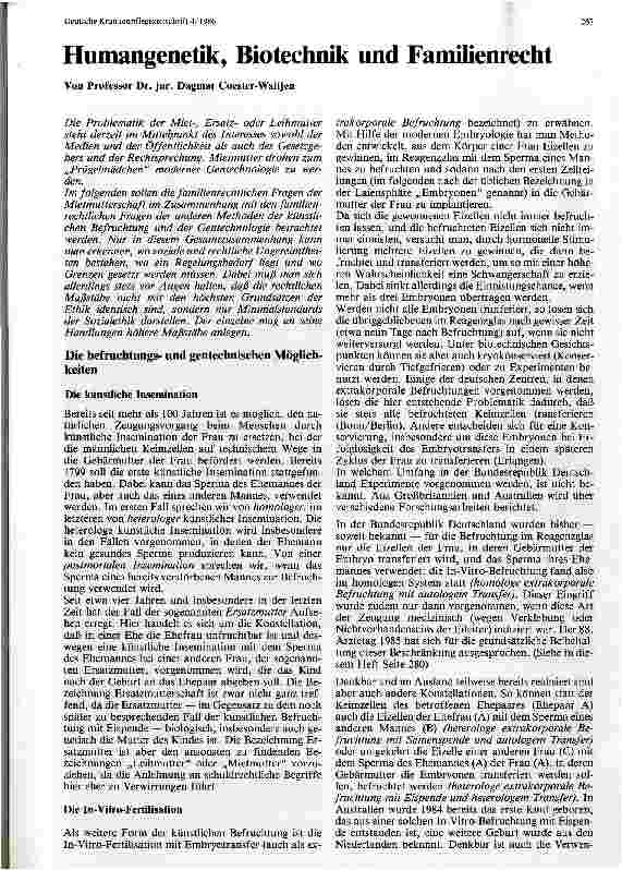 Vorschauseite 1: Humangenetik, Biotechnik und Familienrecht