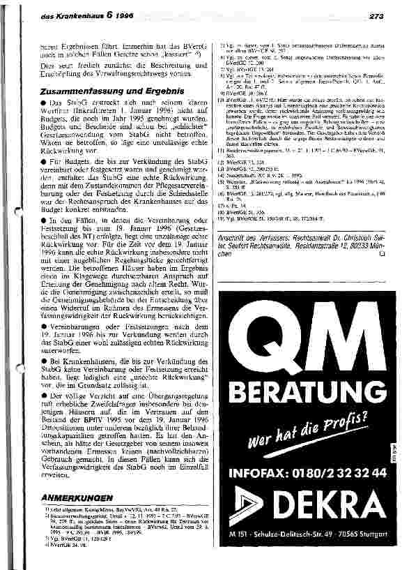 Vorschauseite 5: Zur rückwirkenden Anwendung des Stabilisierungsgesetzes