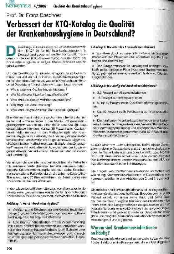 Vorschauseite 1: Verbessert der KTQ-Katalog die Qualität der Krankenhaushygiene in Deutschland?