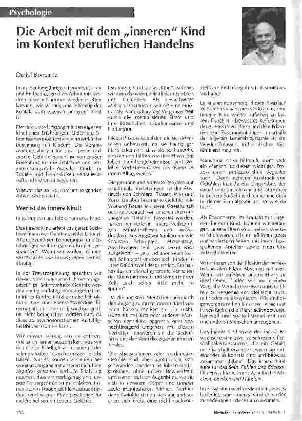 Vorschauseite 1: Die Arbeit mit dem inneren Kind im Kontext beruflichen Handelns