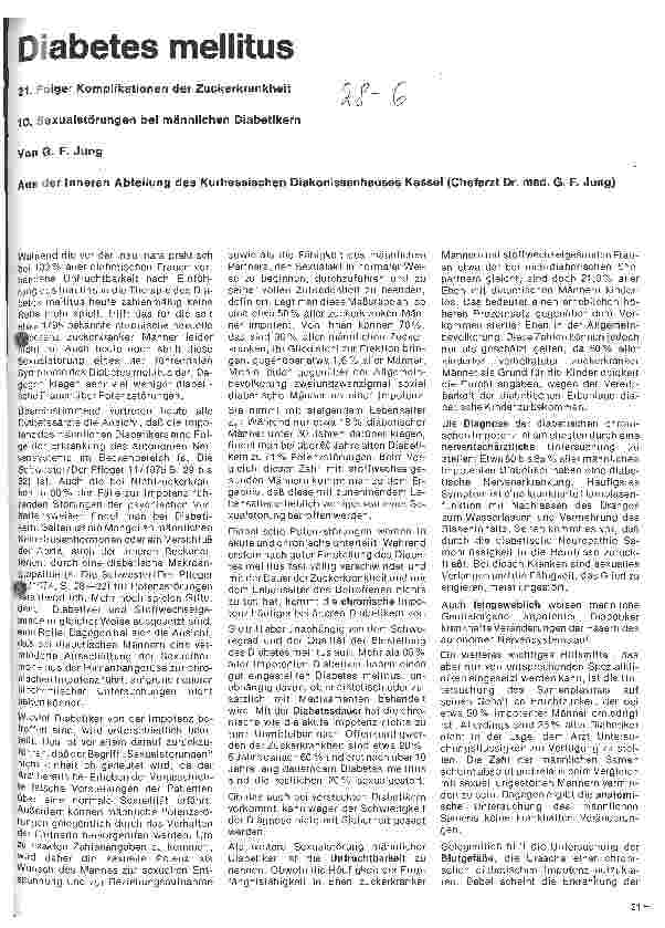 Vorschauseite 1: Diabetes mellitus 21. Folge: Komplikationen der Zuckerkrankheit 10. Sexualstörungen bei männlichen Diabetikern