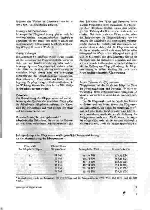 Vorschauseite 3: Aus Staat und Gesellschaft Pflegeversicherung: Stationäre Pflege ab 1. Juli 1996