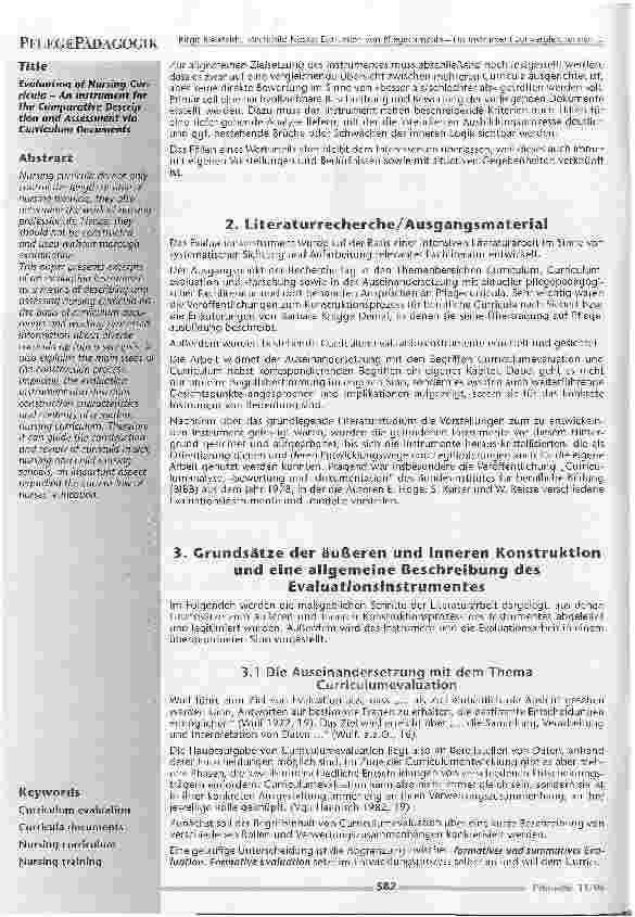 Vorschauseite 2: Evaluation von Pflegecurricula - Ein Instrument zur vergleichenden Beschreibung und Bewertung anhand von Curriculumdokumenten