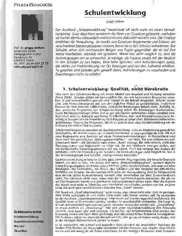 Vorschauseite 1: Schulentwicklung