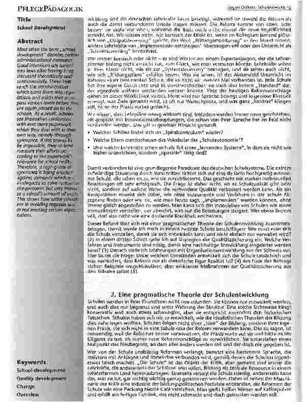 Vorschauseite 2: Schulentwicklung