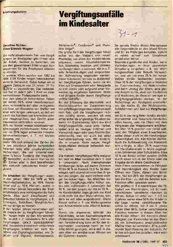 Vorschauseite 1: Vergiftungsunfälle im Kindesalter