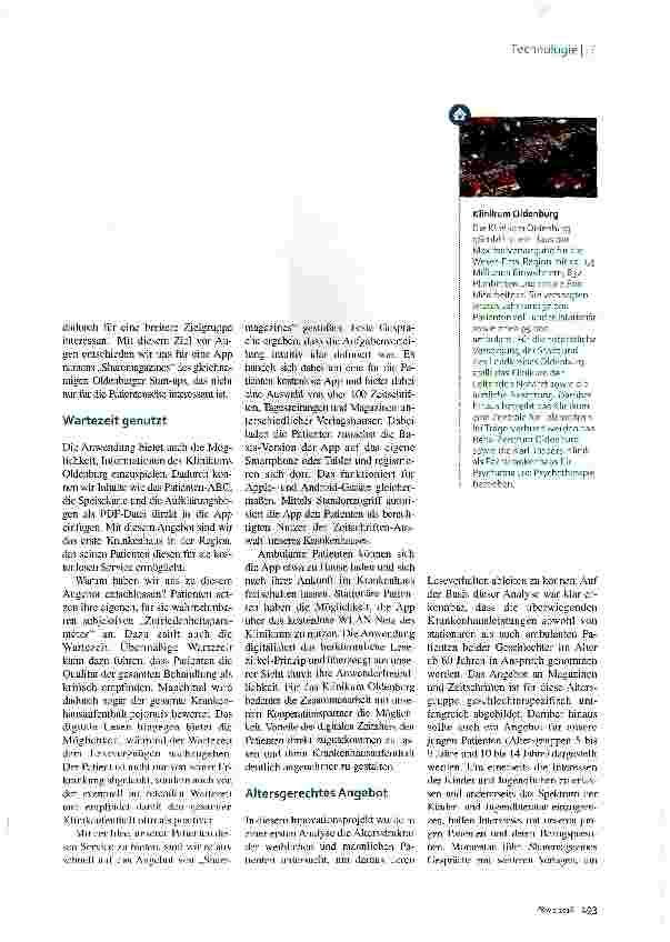 Vorschauseite 2: Zeitungs-App am Klinikum Oldenburg Digitaler Lesezirkel