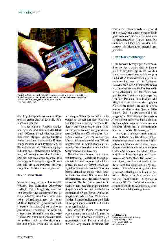 Vorschauseite 3: Zeitungs-App am Klinikum Oldenburg Digitaler Lesezirkel