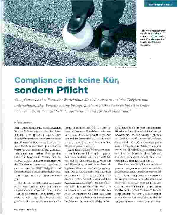 Vorschauseite 1: Compliance ist keine Kür, sondern Pflicht