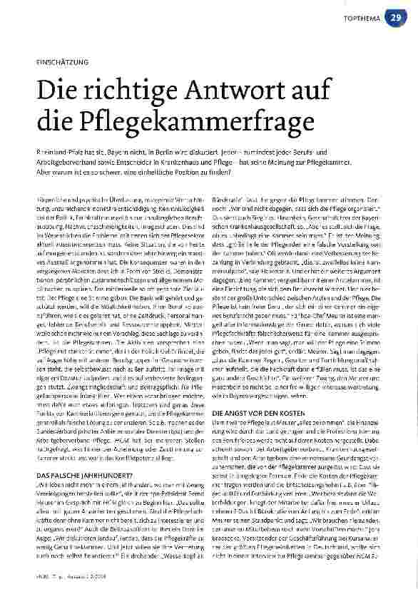 Vorschauseite 1: Die richtige Antwort auf die Pflegekammerfrage