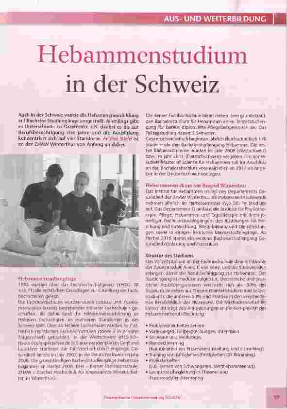 Vorschauseite 1: Hebammenstudium in der Schweiz