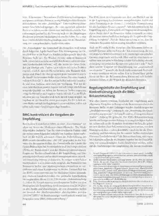 Vorschauseite 2: Unangekündigte Audits: BMG-Bekanntmachung konkretisiert Empfehlung 2013/473/EU