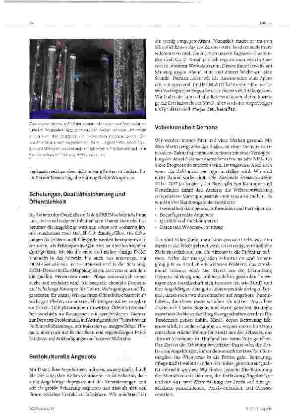 Vorschauseite 2: Im ATRIUM: Menschen mit Demenz und ihre Angehörigen