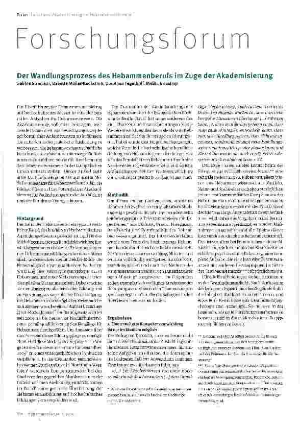 Vorschauseite 1: Der Wandlungsprozess des Hebammenberufs im Zuge der Akademisierung