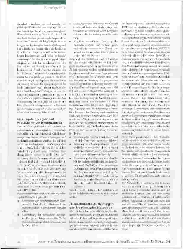 Vorschauseite 2: Zukunftsentscheidung zur Ergotherapie- Ausbildung steht bevor