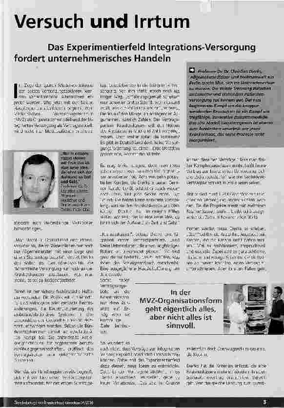 Vorschauseite 1: Versuch und IrrtumDas Experimentierfeld Integrations-Versorgung fordert unternehmerisches Handeln