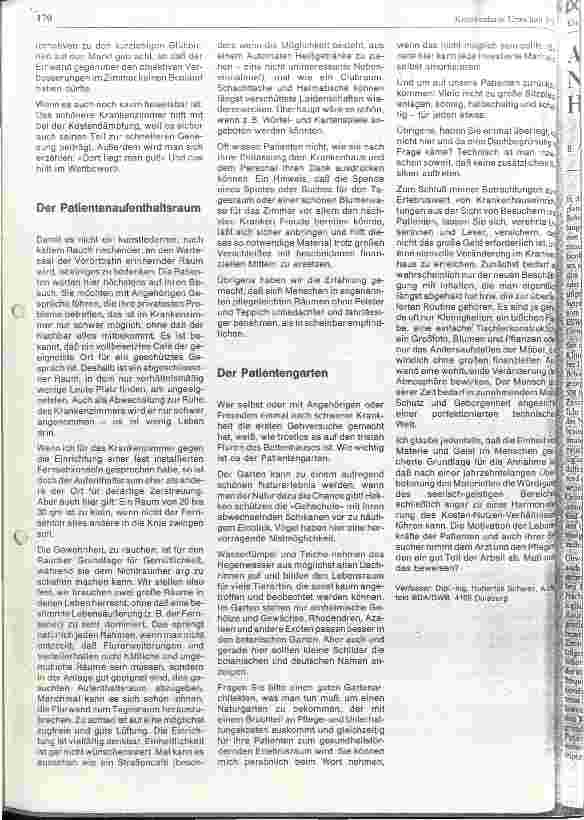 Vorschauseite 4: Das Krankenhaus aus Sicht des Patienten und der Besucher Die besondere Idee schafft Atmosphäre und muß nicht viel kosten