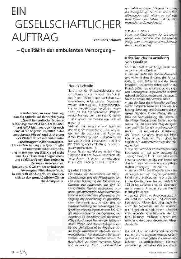 Vorschauseite 1: Ein gesellschaftlicher Auftrag Qualität in der ambulanten Versorgung