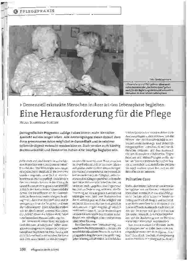 Vorschauseite 1: Demenziell erkrankte Menschen in ihrer letzten Lebensphase begleiten:Eine Herausforderung für die Pflege