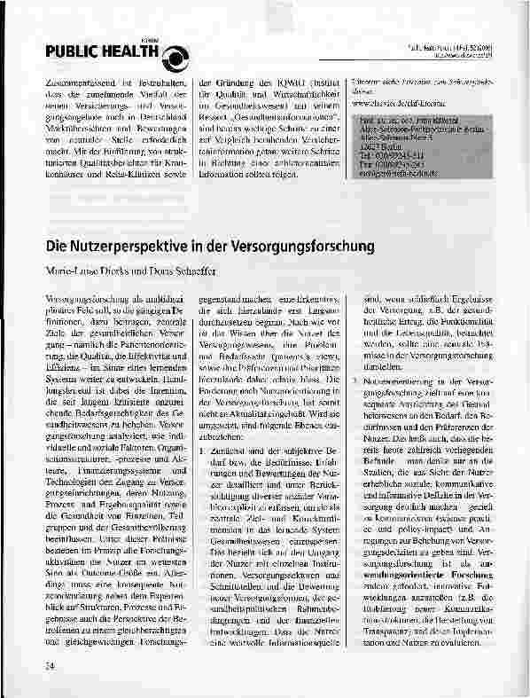 Vorschauseite 1: Die Nutzerperspektive in der Versorgungsforschung