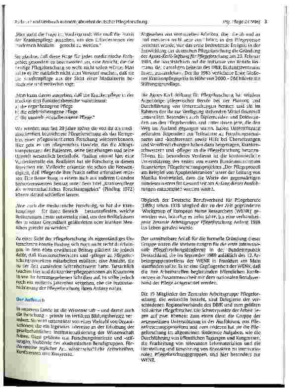 Vorschauseite 2: Aufbruch und Umbruch in einem Jahrzehnt deutscher Pflegeforschung