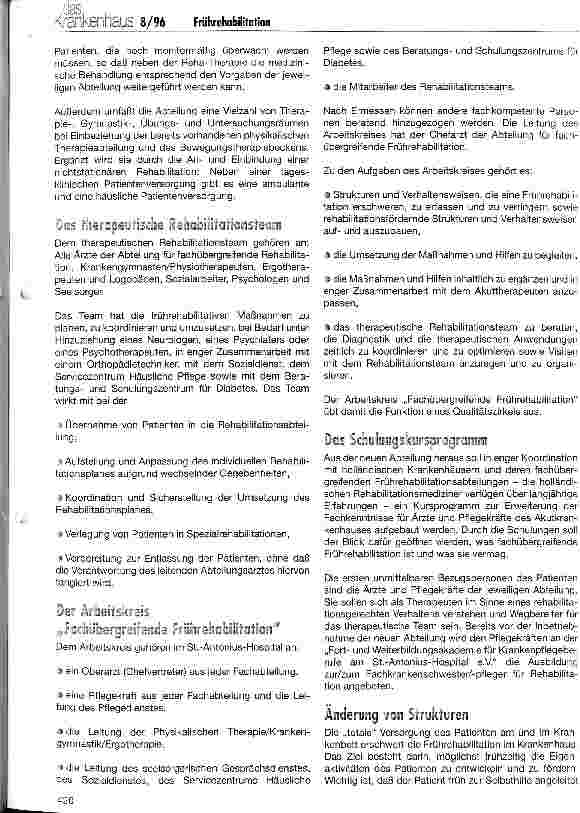 Vorschauseite 2: Fachübergreifende Frührehabilitation im St. -Antonius-Hospital in Eschweiler