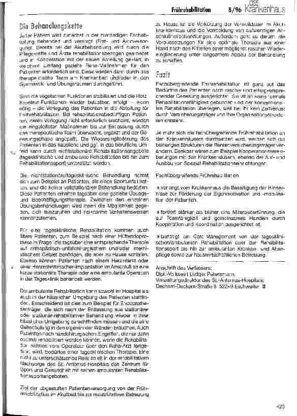 Vorschauseite 5: Fachübergreifende Frührehabilitation im St. -Antonius-Hospital in Eschweiler