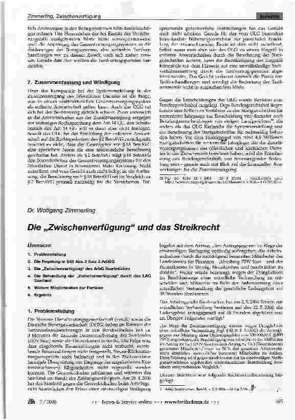Vorschauseite 1: Die Zwischenverfügung und das Streikrecht