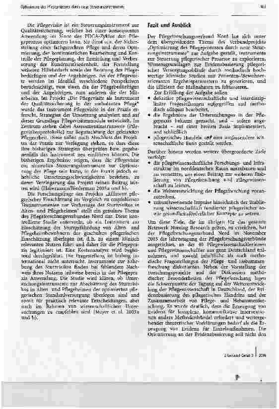 Vorschauseite 5: Optimierung des Pflegeprozesses durch neue SteuerungsinstrumenteDer Pflegeforschungsverbund Nord