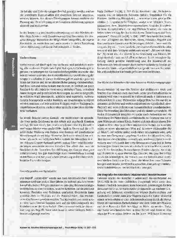 Vorschauseite 2: Kreative Aktivierungsgruppe auf einer niederschwelligen Drogenentzugsstation - Begegnungen mit den WerkenFriedensreich Hundertwassers1