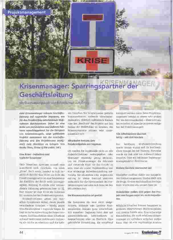 Vorschauseite 1: Krisenmanager: Sparringspartner Geschäftsleitung
