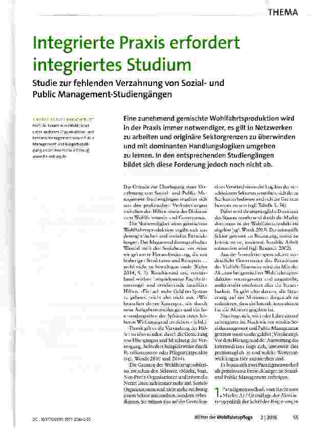 Vorschauseite 1: Integrierte Praxis erfordert integriertes Studium