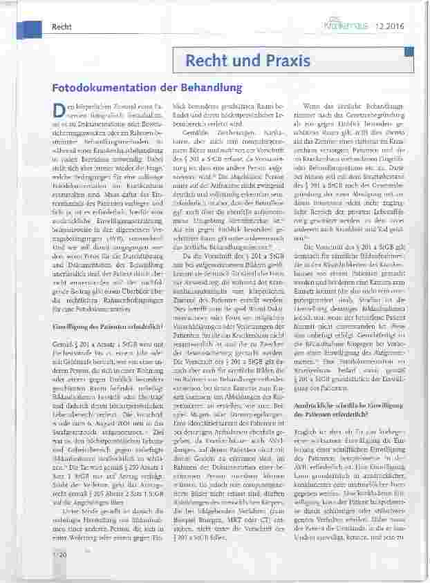 Vorschauseite 1: Fotodokumentation der Behandlung
