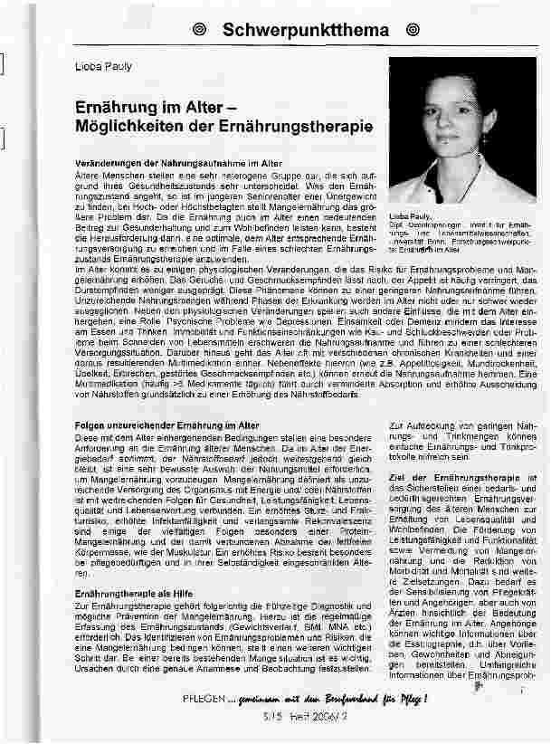 Vorschauseite 1: Ernährung im Alter-Möglichkeiten der Ernährungstherapie
