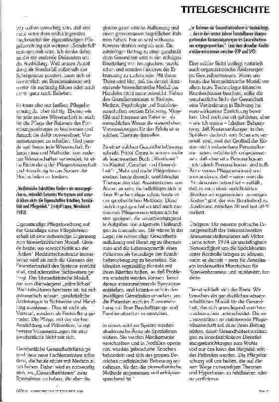 Vorschauseite 2: Forschen ist Probehandeln Der ICN hat die Pflegeforschung zum Motto des Tages der Krankenpflege gemacht