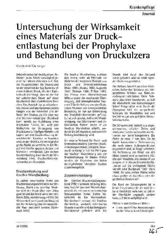 Vorschauseite 1: Untersuchung der Wirksamkeit eines Materials zur Druck-entlastung bei der Prophylaxe und Behandlung von Druckulzera