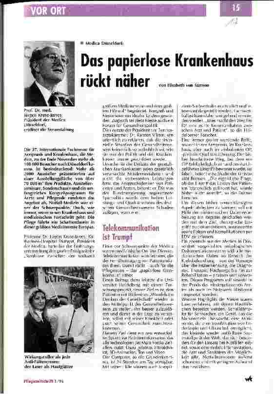 Vorschauseite 1: Das papierlose Krankenhaus rückt näher Medica Düsseldorf