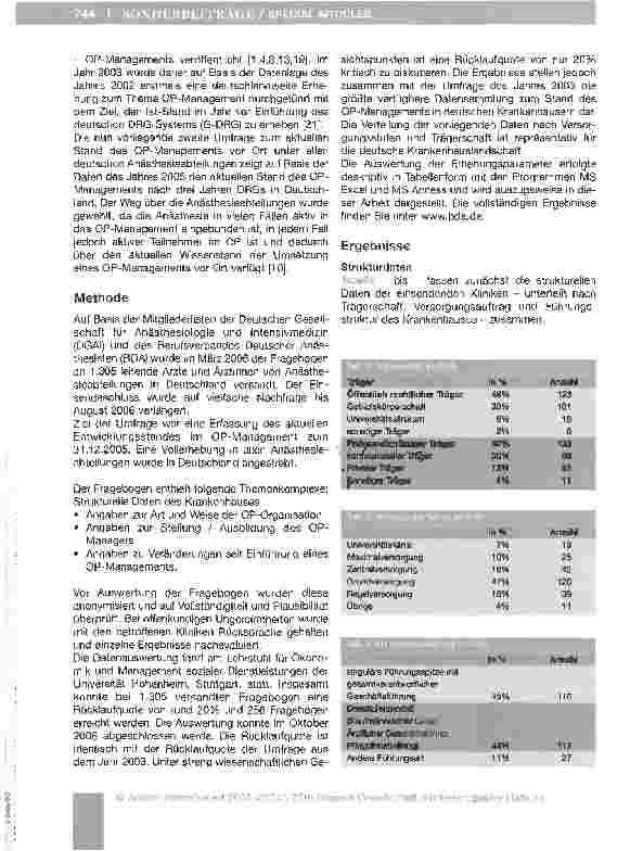 Vorschauseite 2: Entwicklungsstand im OP-Management