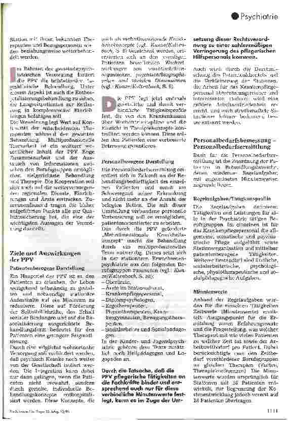 Vorschauseite 2: Aussagen und Konsequenzen der Psychiatrie-Personalverordnung für die Pflege - 1. Teil -