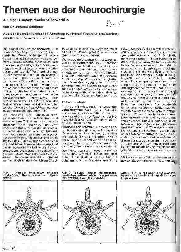 Vorschauseite 1: Themen aus der Neurochirurgie 4. Folge: Lumbale Bandscheibenvorfälle