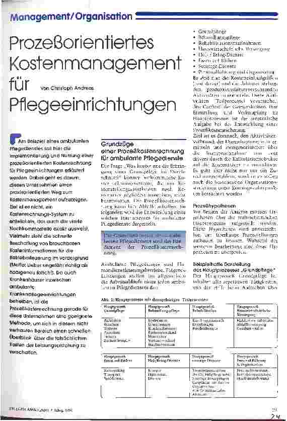 Vorschauseite 1: Prozeßorientiertes Kostenmanagement für Pflegeeinrichtungen