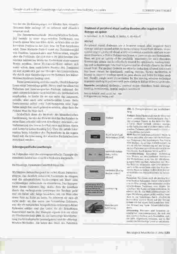 Vorschauseite 2: Therapie visuell bedingter Lesestörungen nach erworbener Hirnschädigung: ein Update
