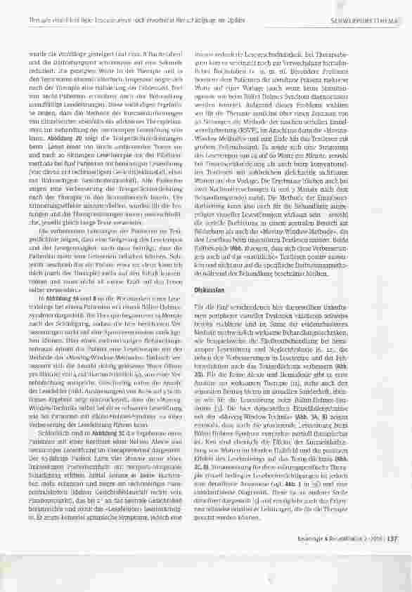 Vorschauseite 6: Therapie visuell bedingter Lesestörungen nach erworbener Hirnschädigung: ein Update