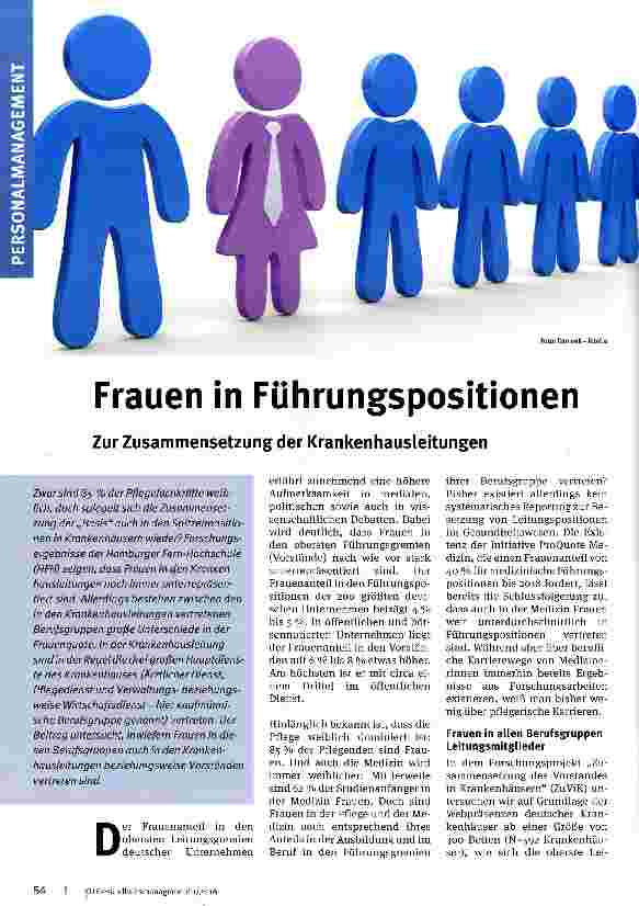 Vorschauseite 1: Frauen in Führungspositionen Zur Zusammensetzung der Krankenhausleitungen